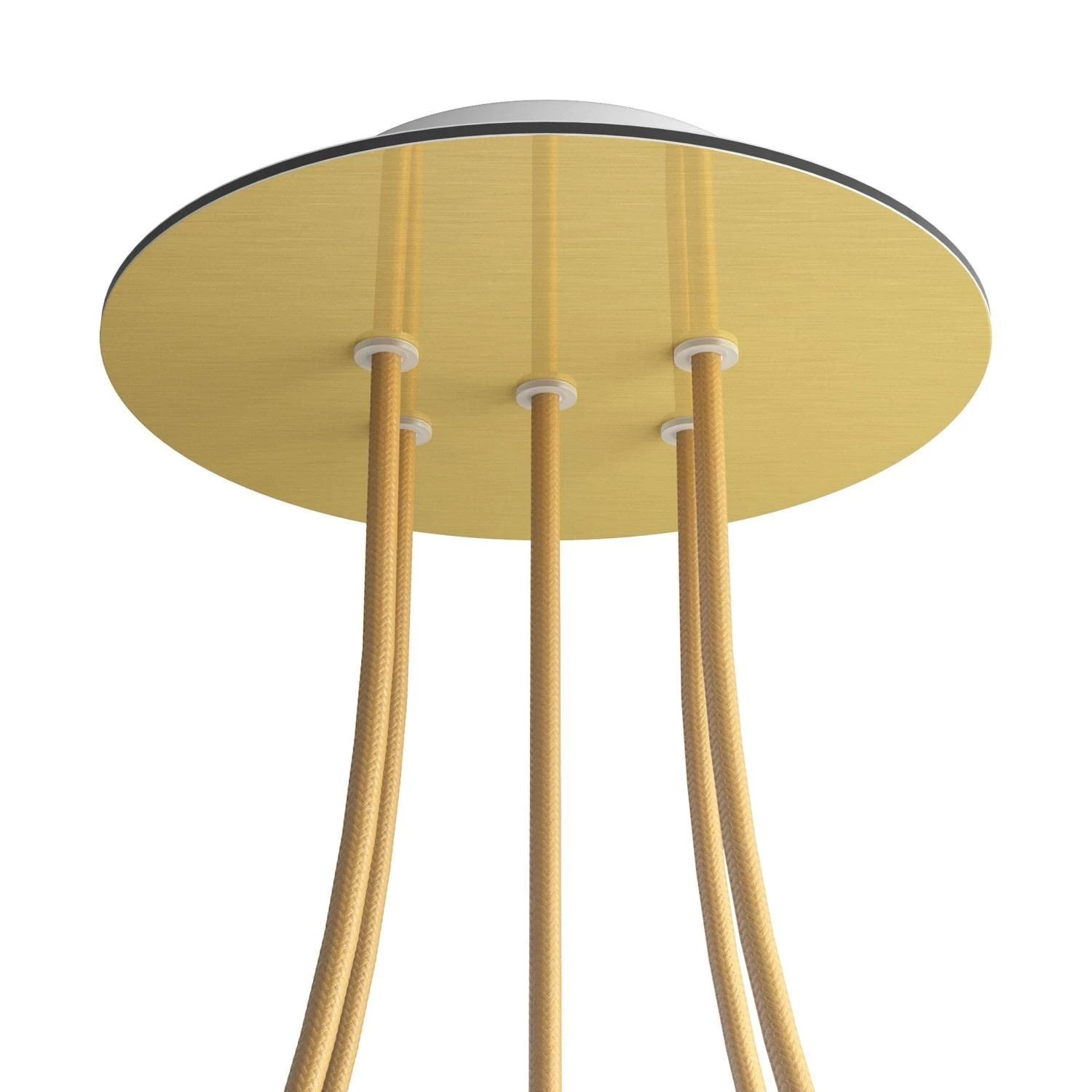 5 Holes - LARGE Round Ceiling Canopy Kit - Rose One System - Satin Brass Dibond