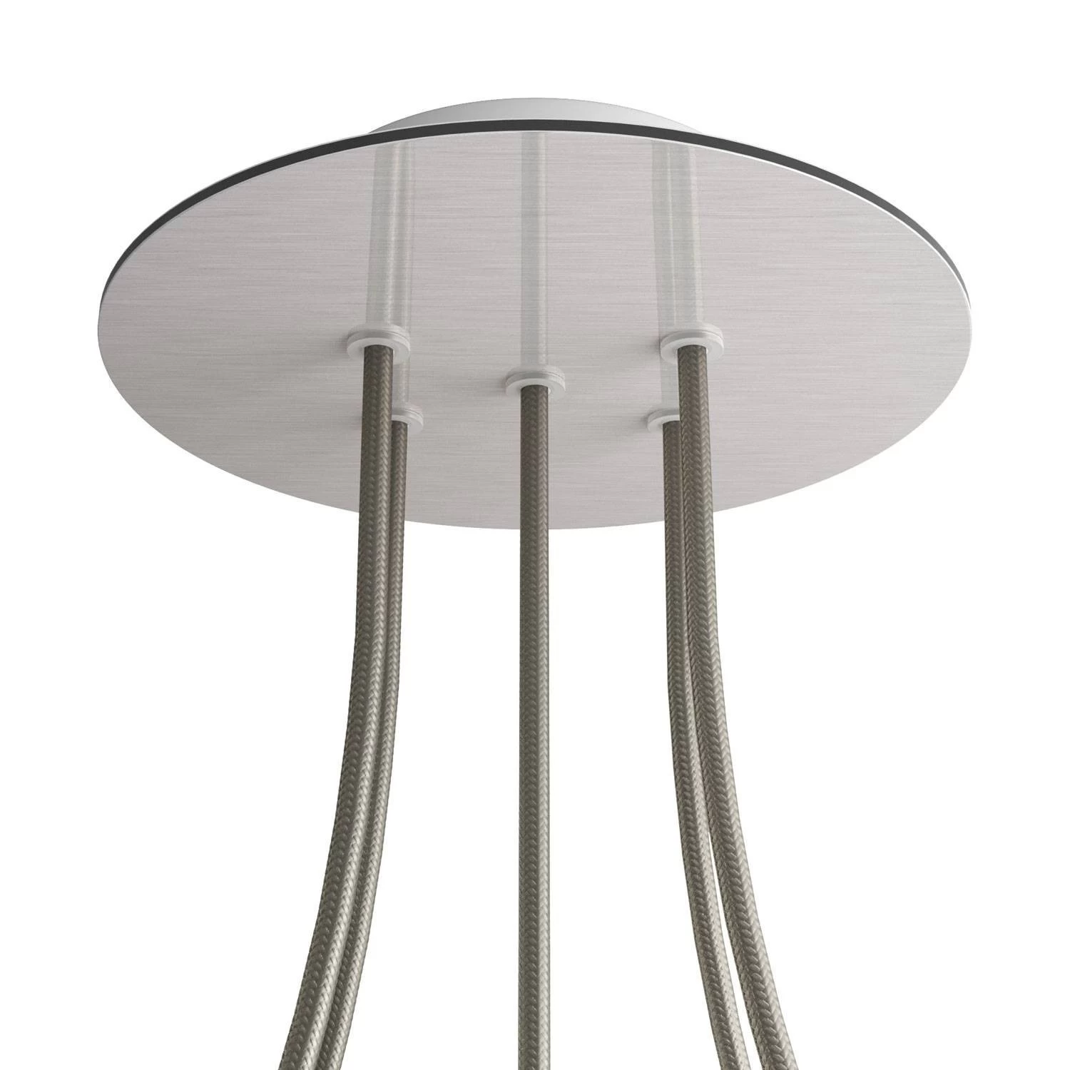 5 Holes - LARGE Round Ceiling Canopy Kit - Rose One System - Satin Steel Dibond