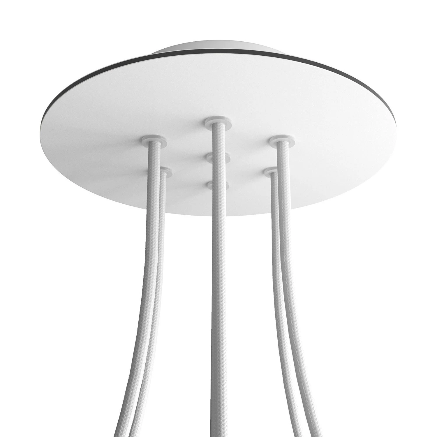 7 Holes - LARGE Round Ceiling Canopy Kit - Rose One System - Matt White