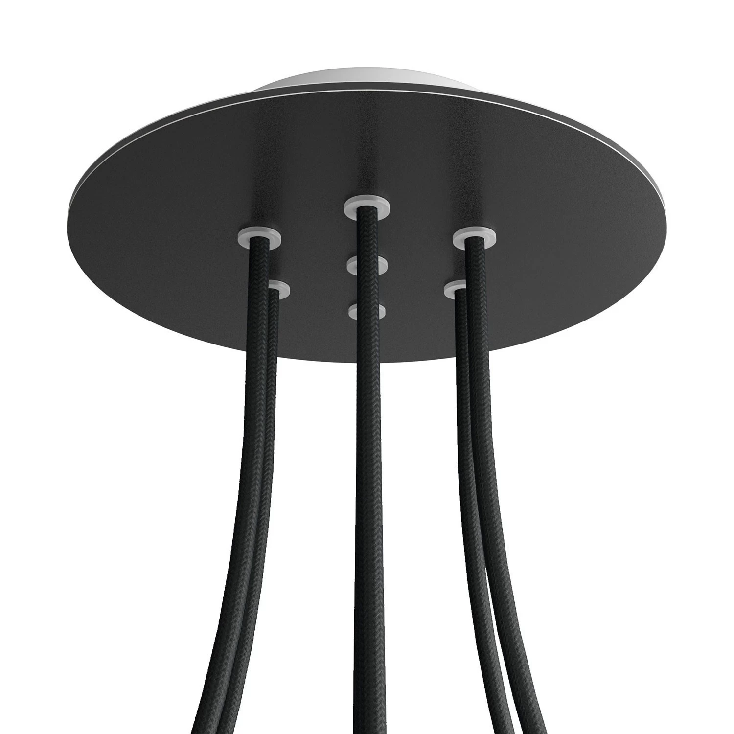 7 Holes - LARGE Round Ceiling Canopy Kit - Rose One System - Matt Black