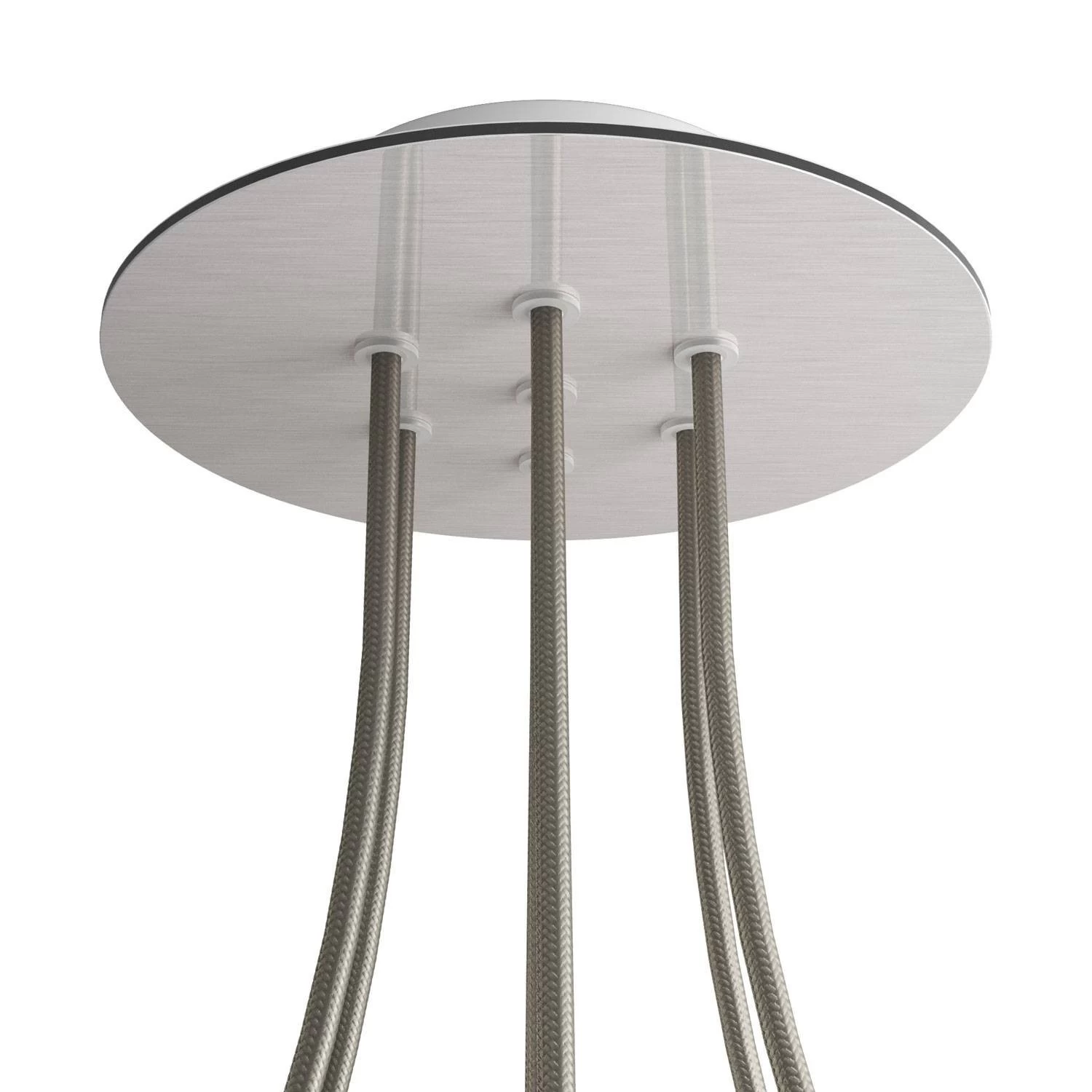 7 Holes - LARGE Round Ceiling Canopy Kit - Rose One System - Satin Steel Dibond