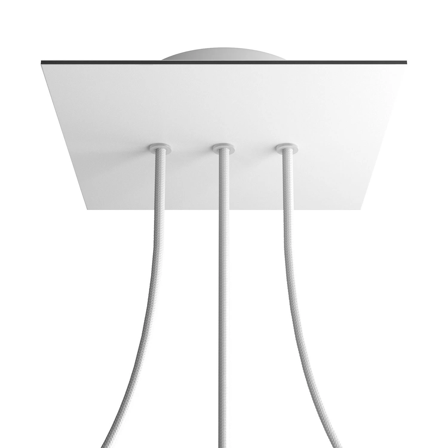3 In-line Holes - LARGE Square Ceiling Canopy Kit - Rose One System - Matt White