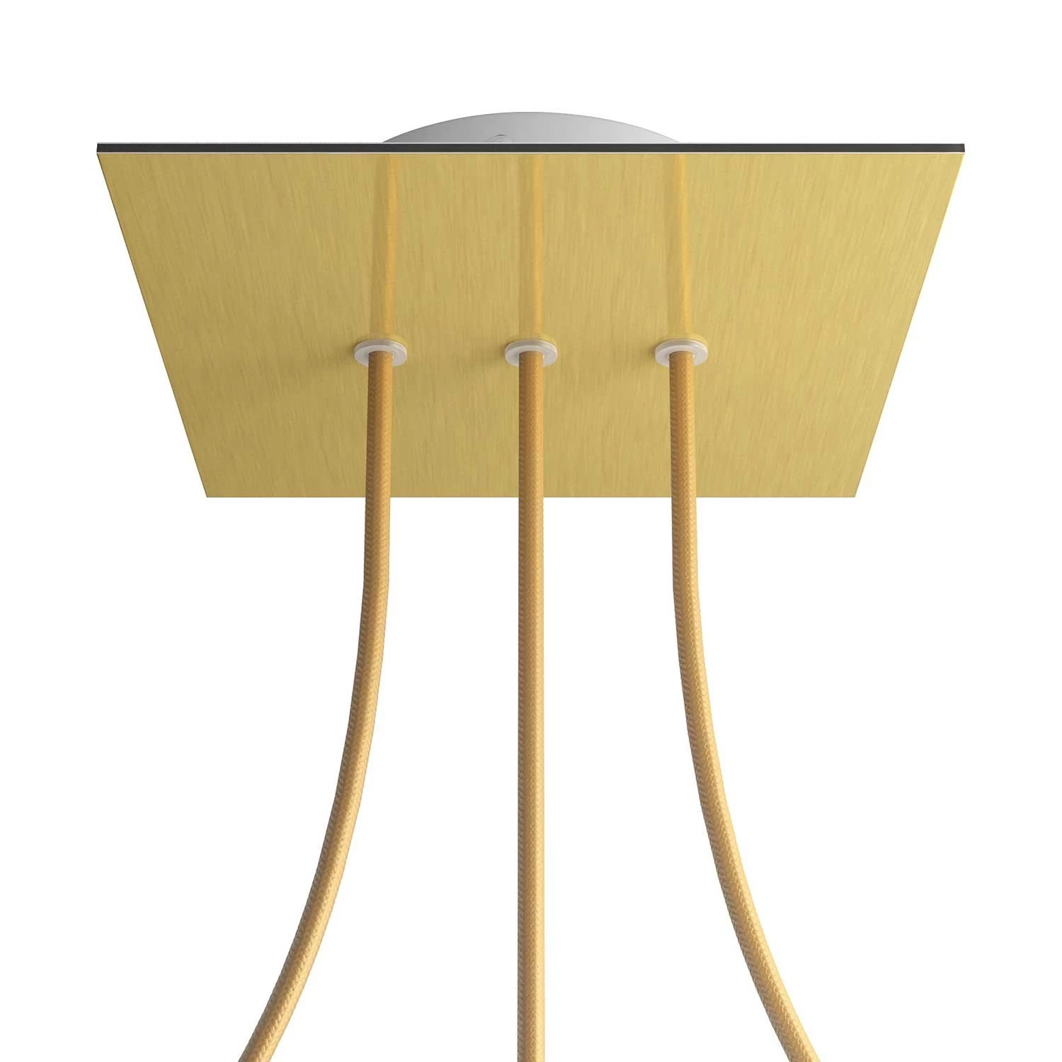 3 In-line Holes - LARGE Square Ceiling Canopy Kit - Rose One System - Satin Brass Dibond