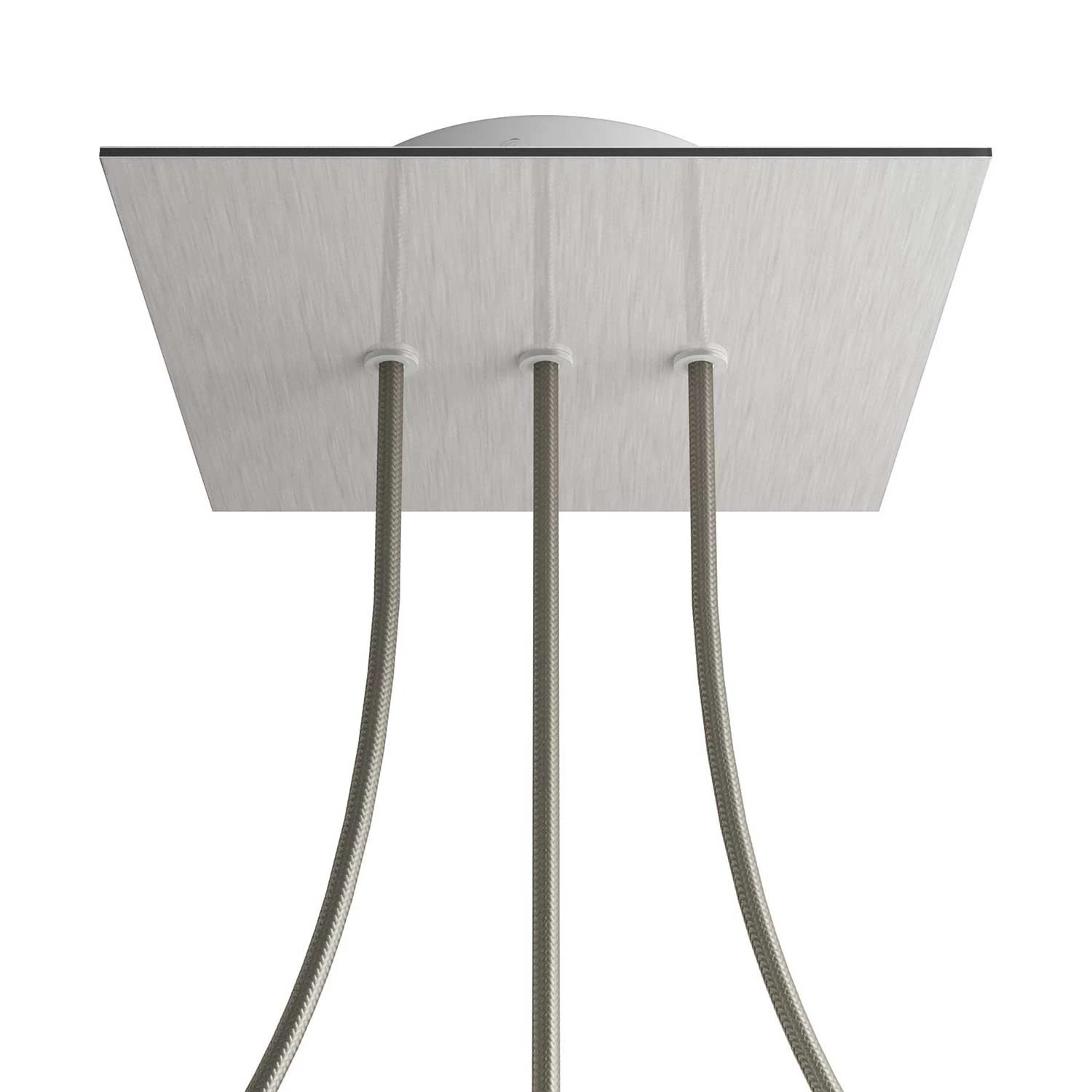3 In-line Holes - LARGE Square Ceiling Canopy Kit - Rose One System - Satin Steel Dibond