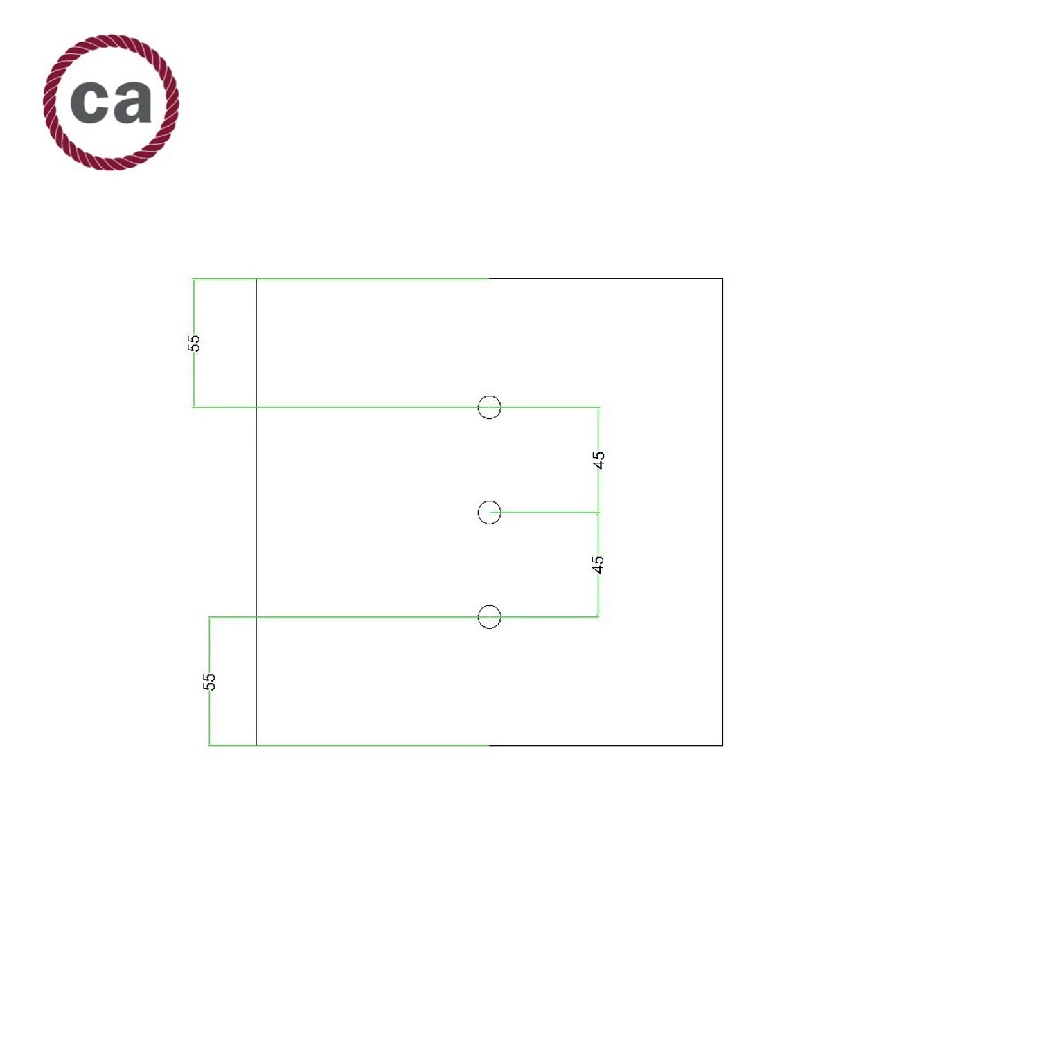 3 In-line Holes - LARGE Square Ceiling Canopy Kit - Rose One System